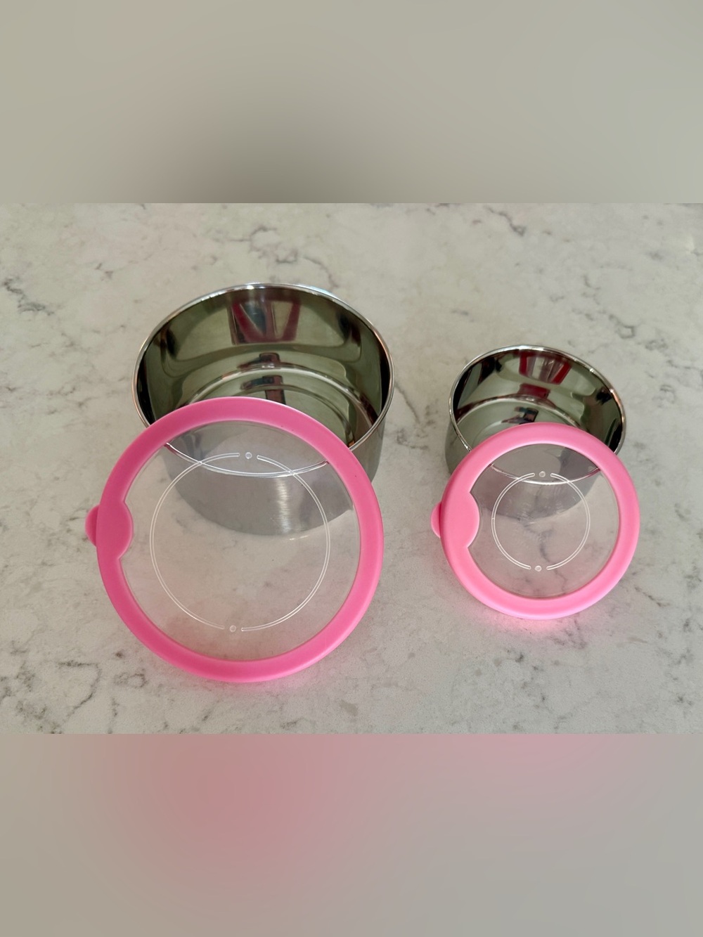 Pottery Barn Kids Spencer Stainless Steel Storage Containers with Pink Lids